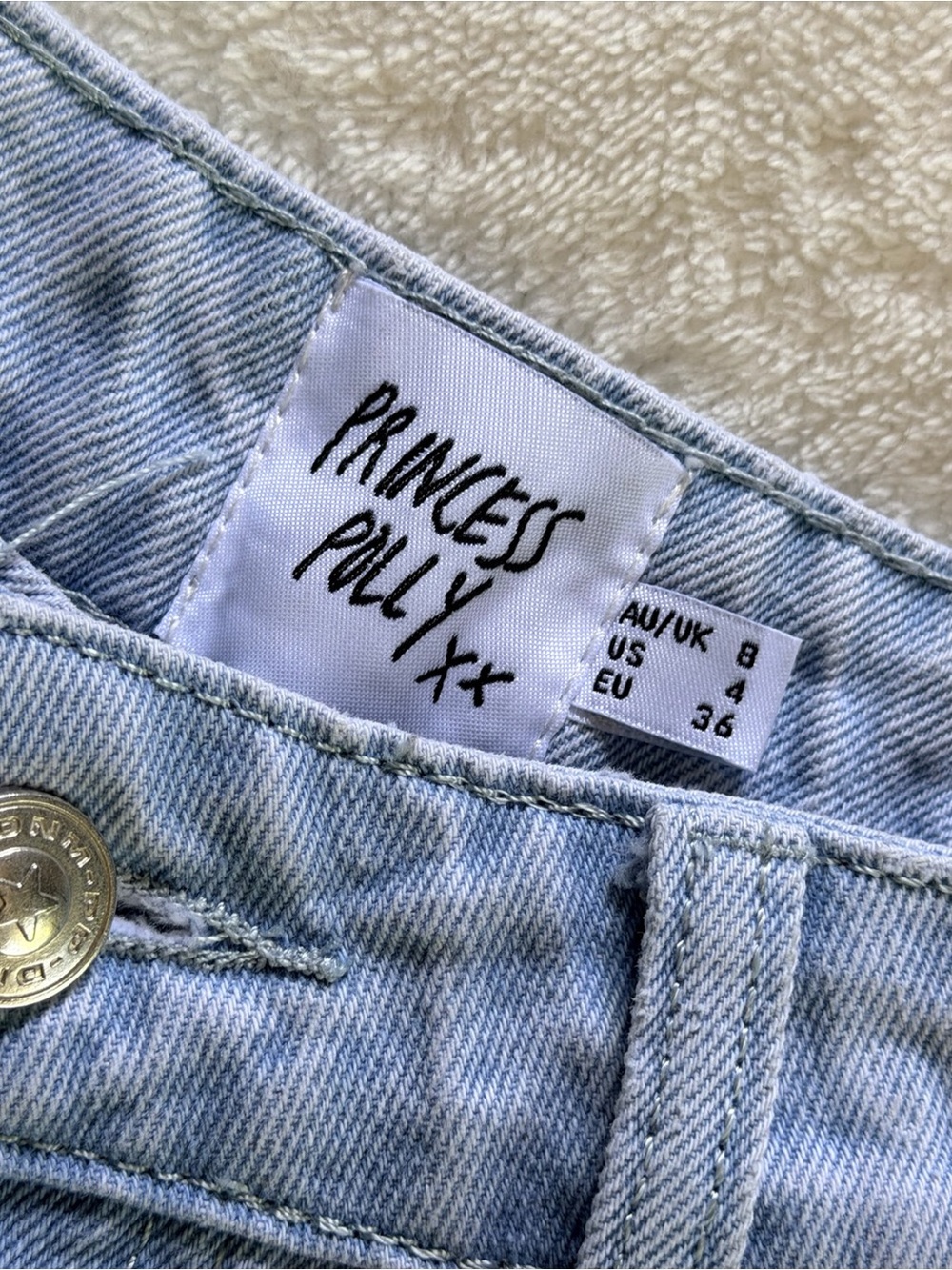 Princess Polly Light Blue Cargo Jeans | Size 4 - Picture 5 of 6